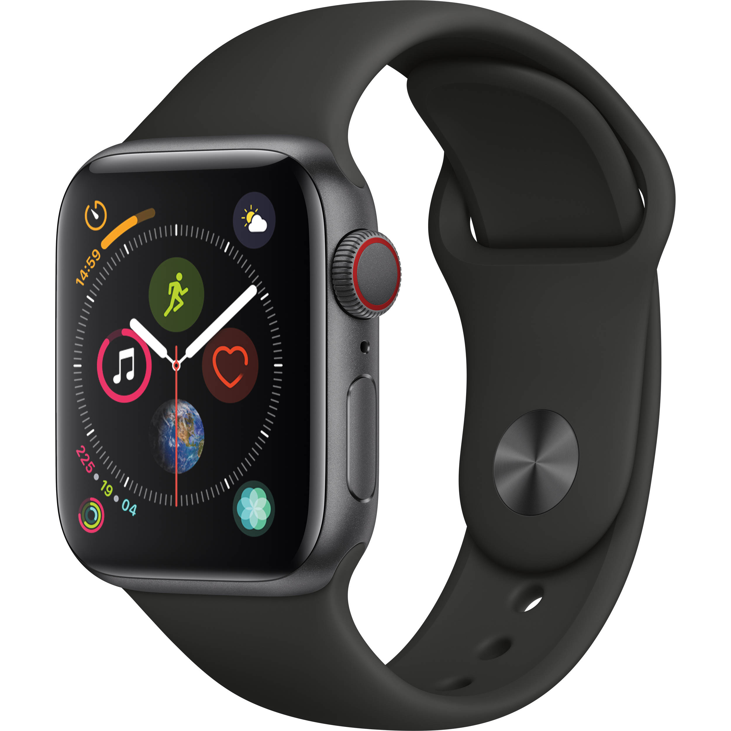 Apple Watch Series 4 Black Aluminum Case with blackl Sport Band (GPS) 44mm Band fits 140–210mm wrists